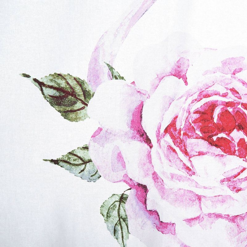 72"x72" Flamingo Rose Cotton Fabric Shower Curtain White/Pink - Nicole Miller