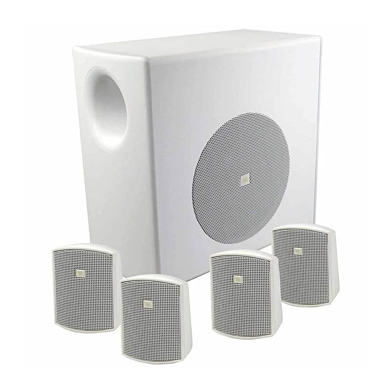 Surface Mount Subwoofer & Mini-Satellite Loudspeaker System, White (C50PACK-WH), black