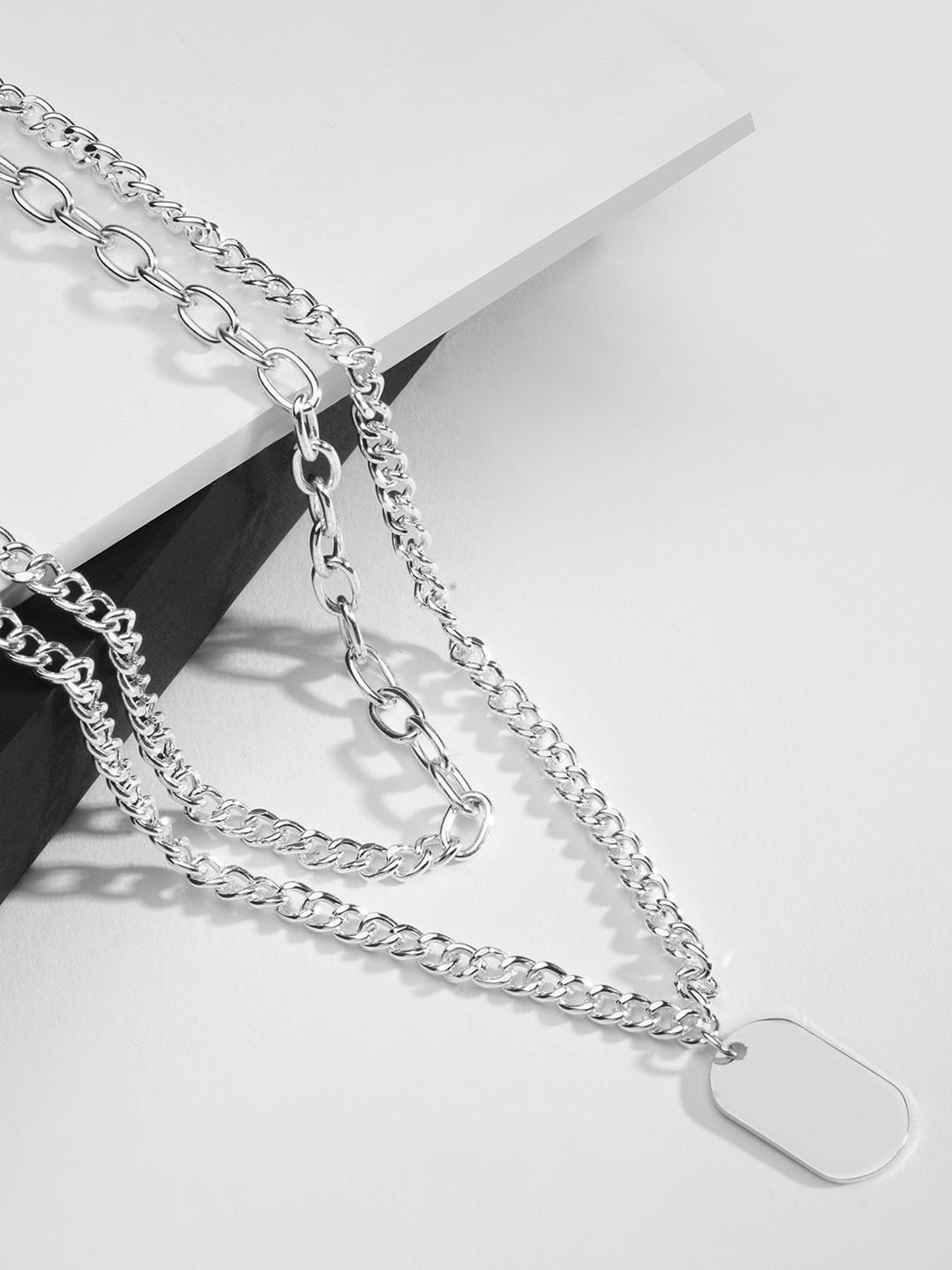 The Bro Code Silver-Plated Dog Tag Layered Necklace for Men