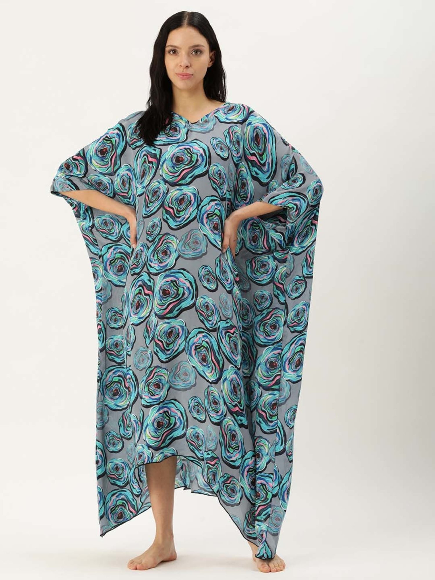 Clt.s Grey Floral Print Kaftan
