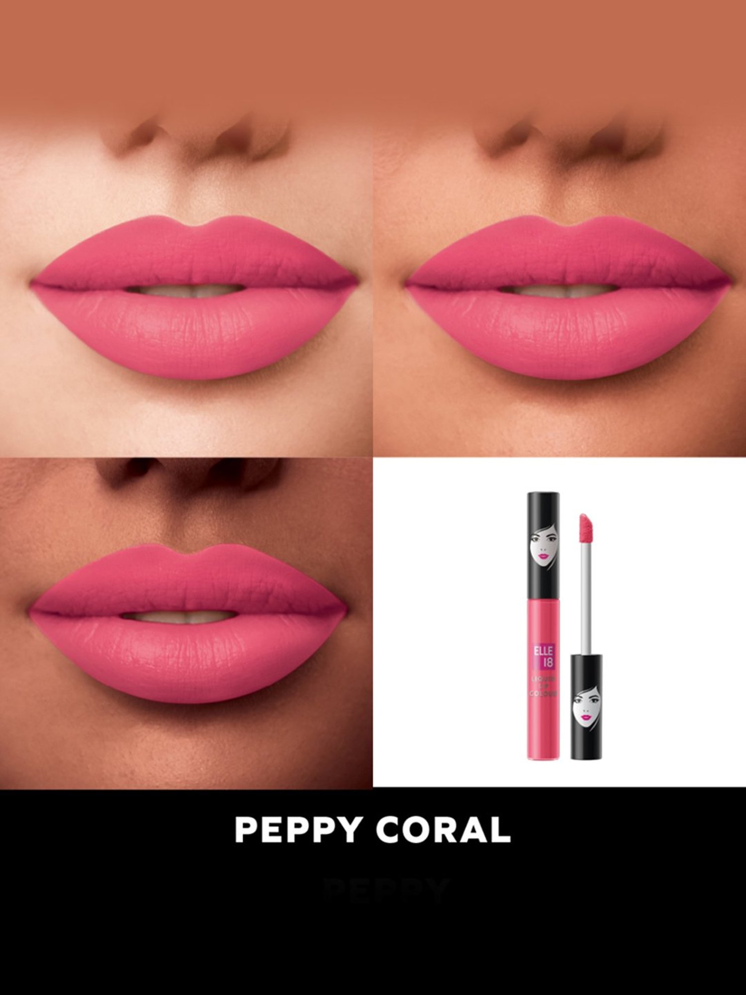 Elle 18 Liquid Lip Colour Peppy Coral - 5.6 ml