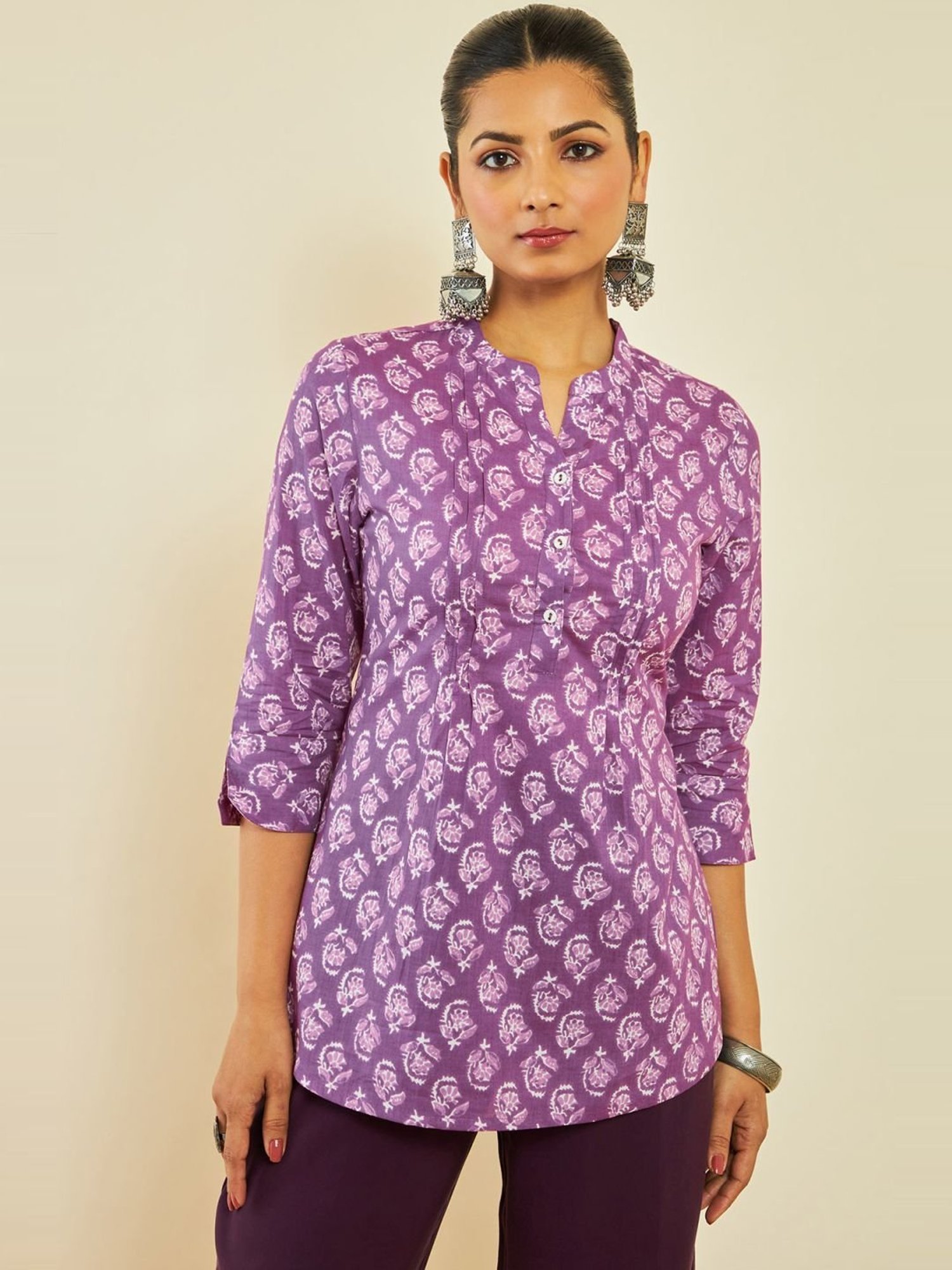 Soch Purple Cotton Printed Tunic