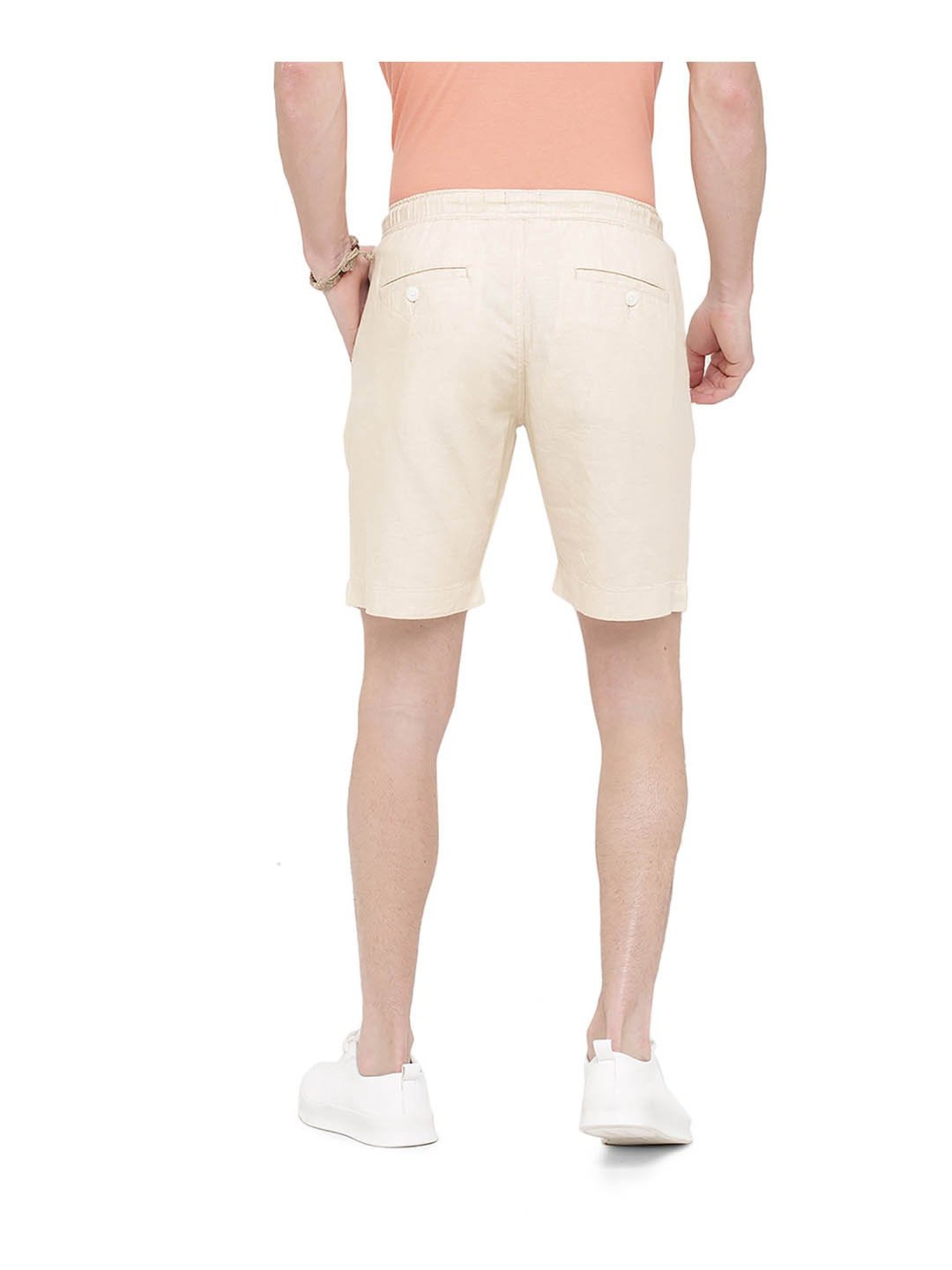 Cavallo By Linen Club Beige Slim Fit Shorts