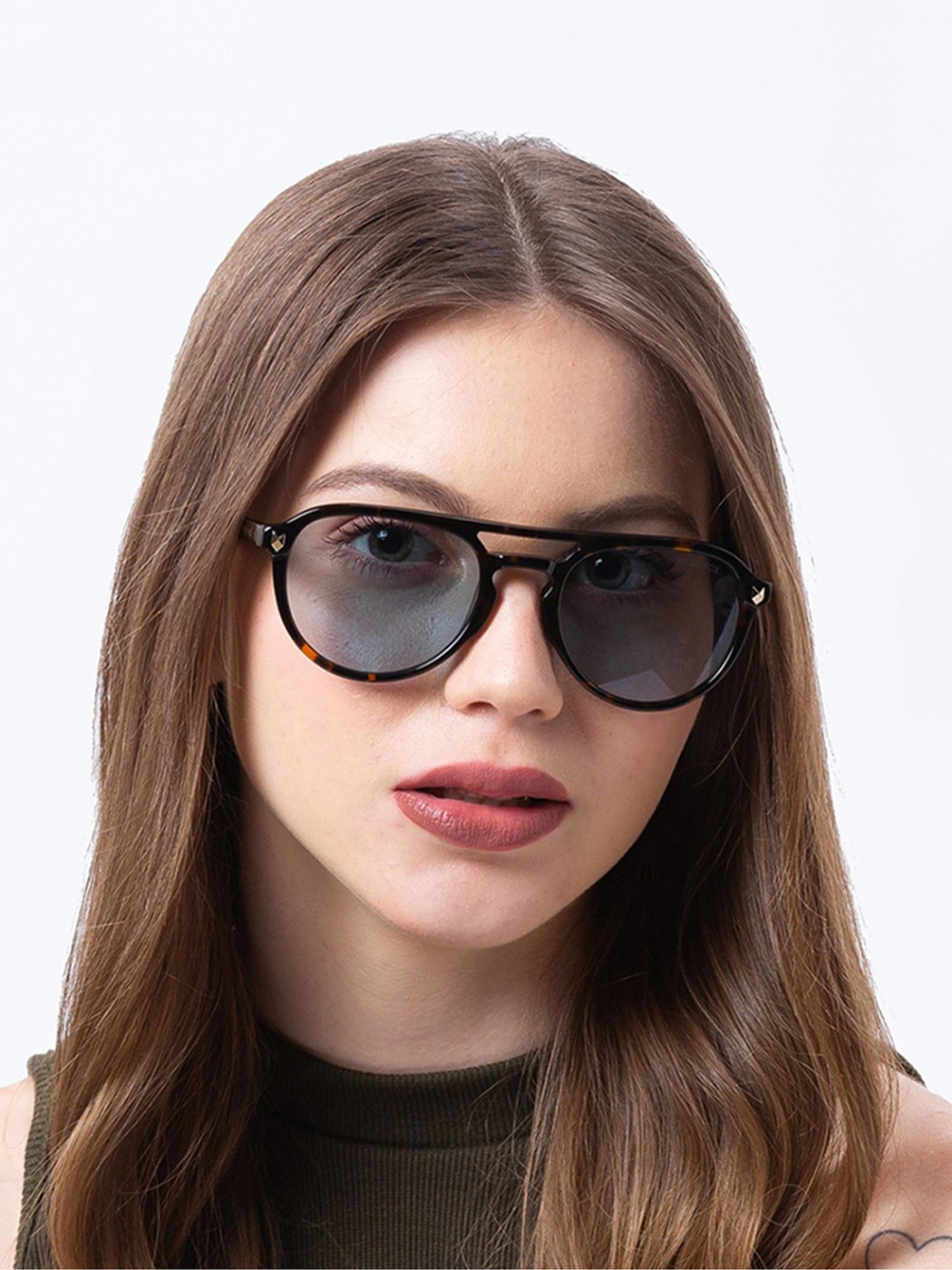 Shisen Fox Kaizen Dark Havana Aviator Unisex UV Protection Sunglasses -55 mm