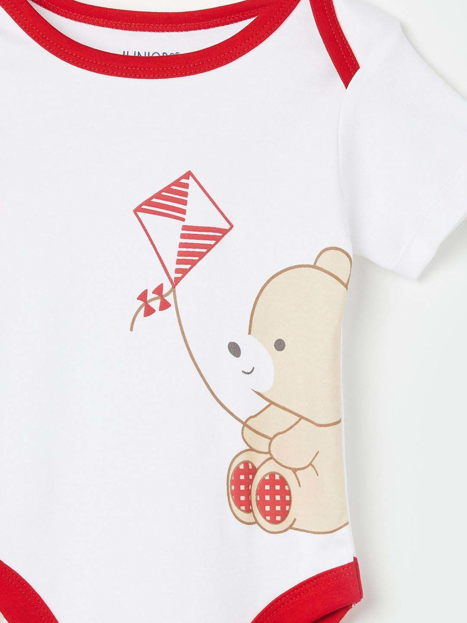 Juniors by Lifestyle Kids White & Grey Cotton Bodysuit