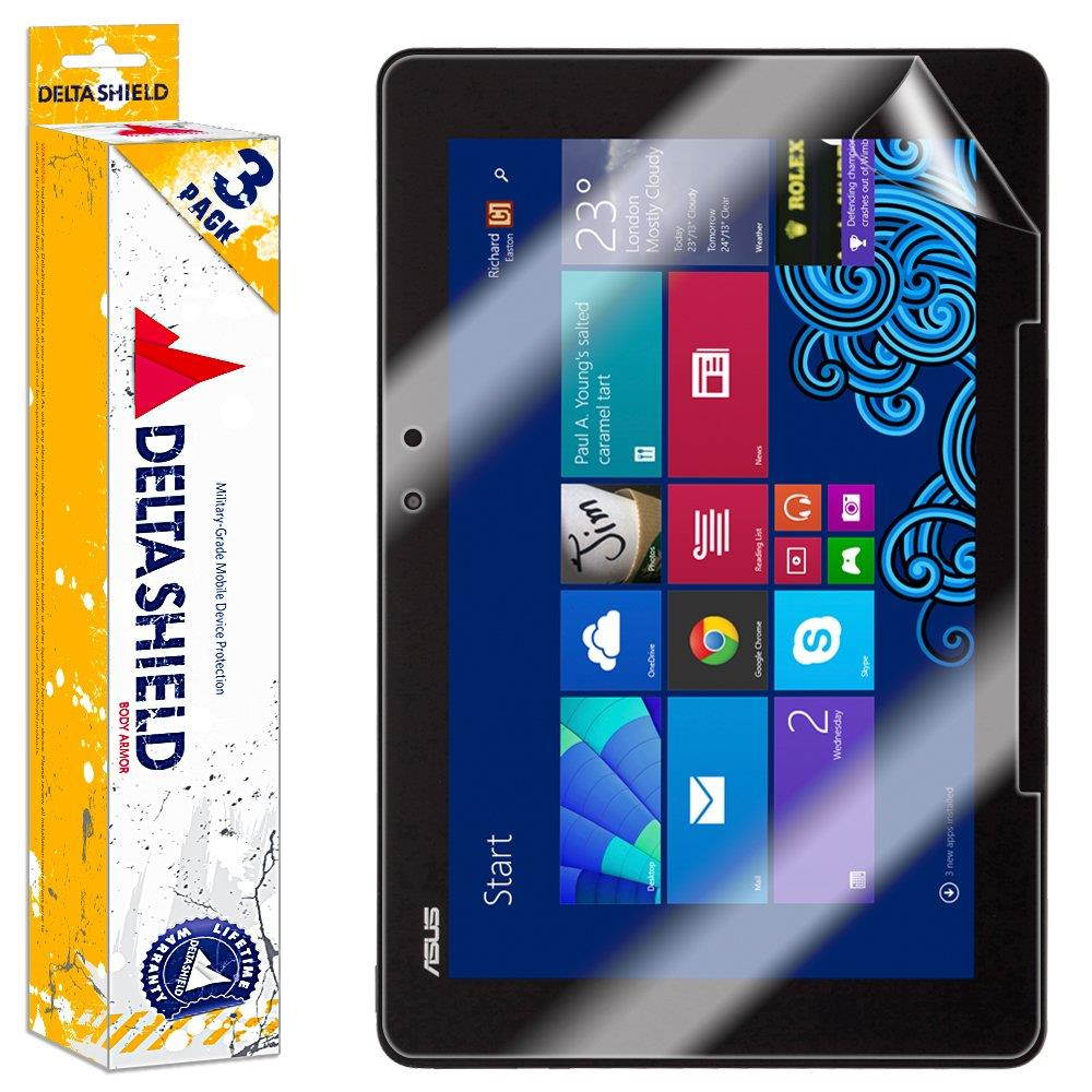DeltaShield Screen Protector for Asus Transformer Book T100 Chi 10.1 inch (Tablet Only)(3-Pack) BodyArmor Anti-Bubble Military-Grade Clear TPU Film