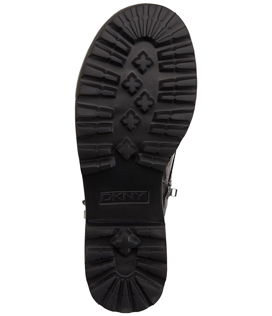 DKNY Bart Metallic Patent Combat Lug Sole Booties