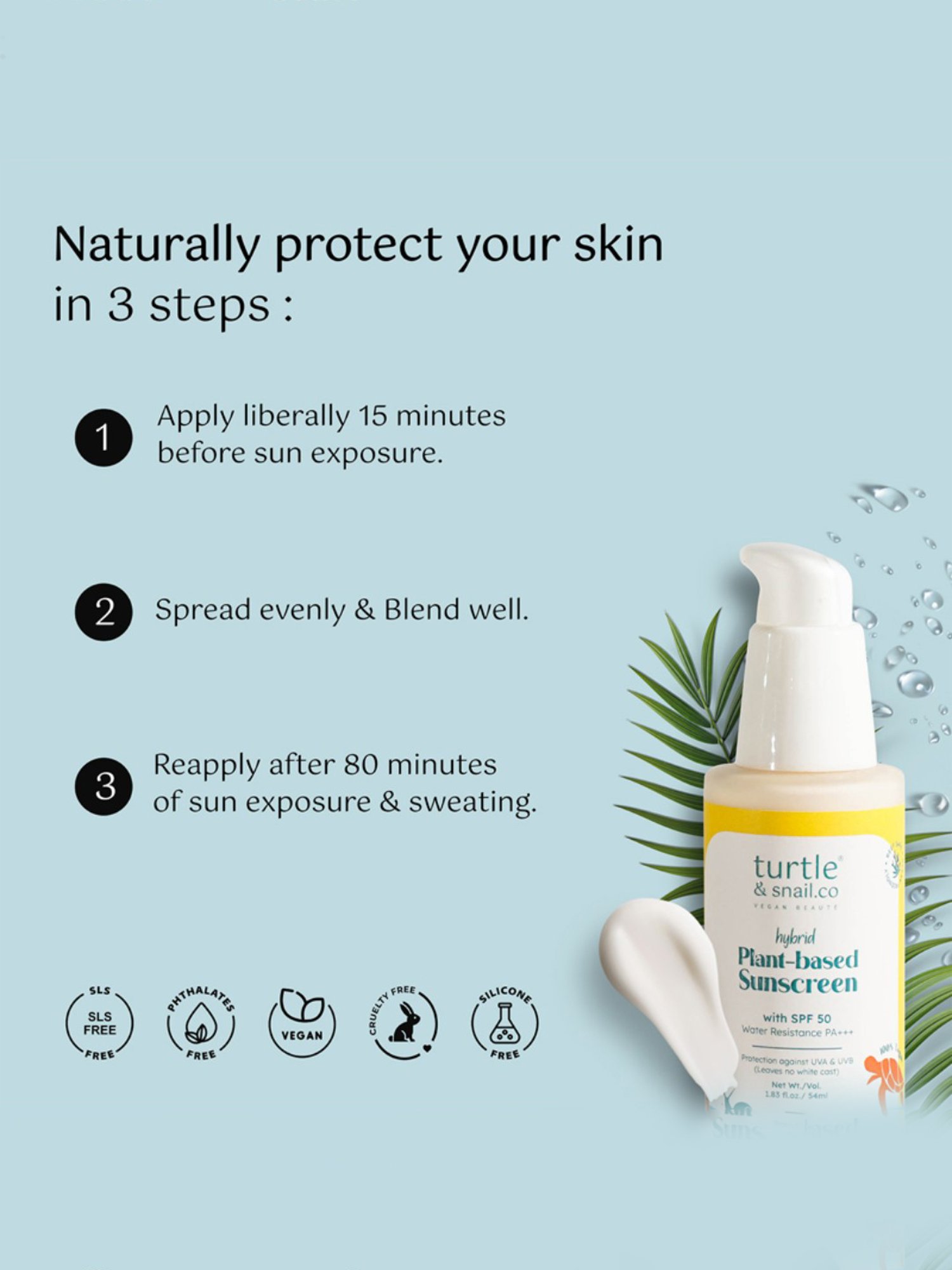 Turtle & Snail.Co Hybrid Plant-Based Sunscreen with SPF 50 & Water Resistance PA+++ - 54 ml