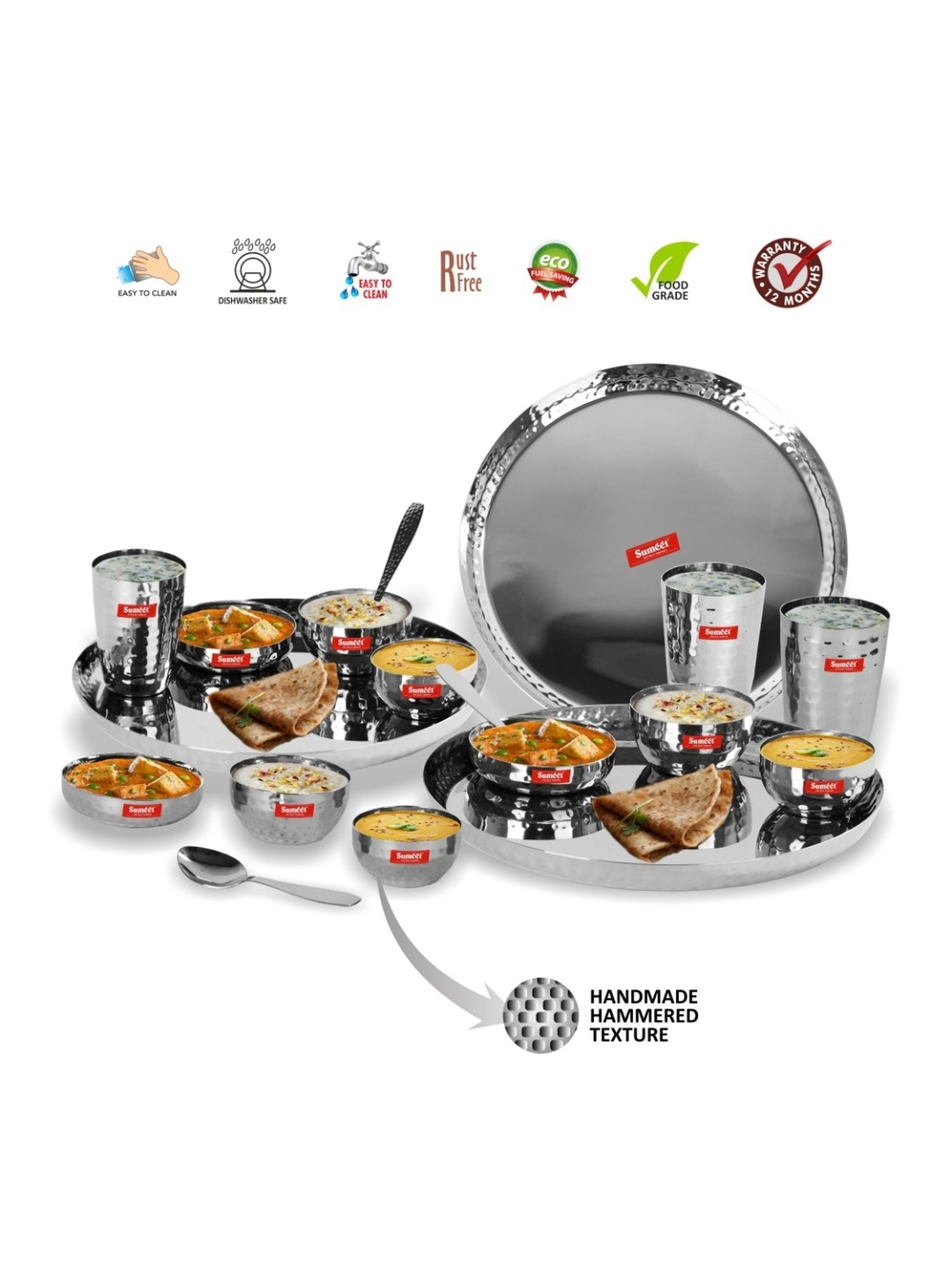 Cello White & Rust Glass Dinner Set