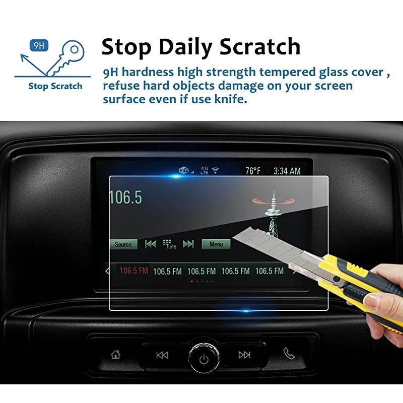 Fit for 2016-2020 2021 GMC Sierra 1500 2500HD 3500HD 7 Inch IntelliLink Car Navigation Screen Protector, [9H] Tempered Glass Center Touch Screen Protector High Clarity (7-Inch)