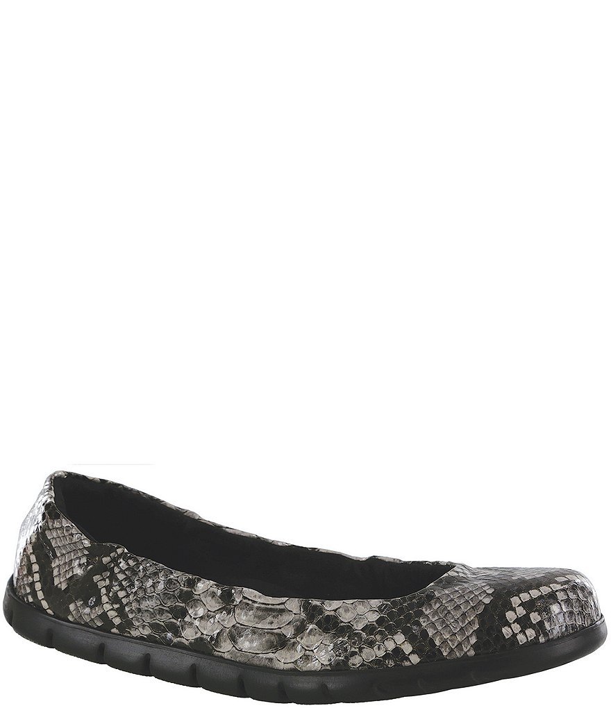 SAS Radiant Snake Print Leather Ballerina Slip-Ons