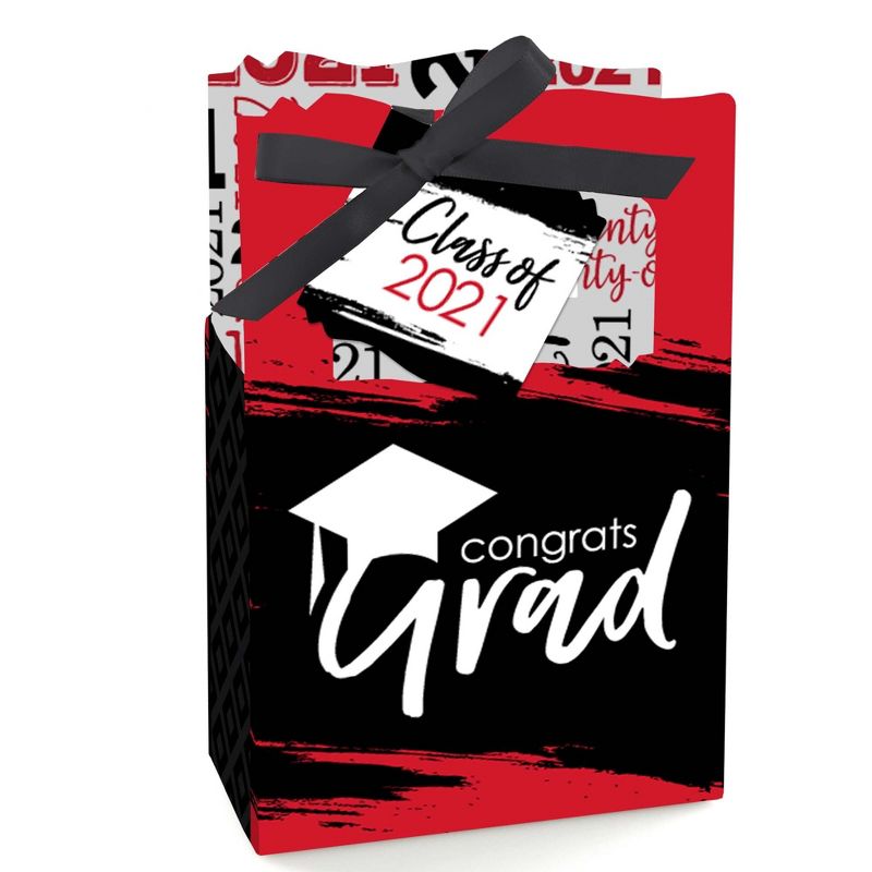Big Dot of Happiness Red Grad - Best is Yet to Come - Red 2021 Graduation Party Favor Boxes - Set of 12