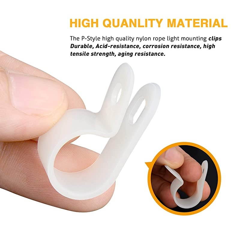 12 Inch Rope Light PStyle Mounting Clips with Pan Head Phillips Stainless Steel Screws 50 Pack Clips and 50Pcs Screws