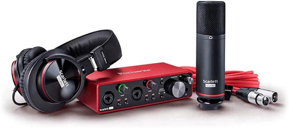 Focusrite SCARLETT Studio Pack w/CM25 Microphone, Headphones, 2i2, Code for Software Bundle Mic Cable, Boom Stand, and Pop Filter