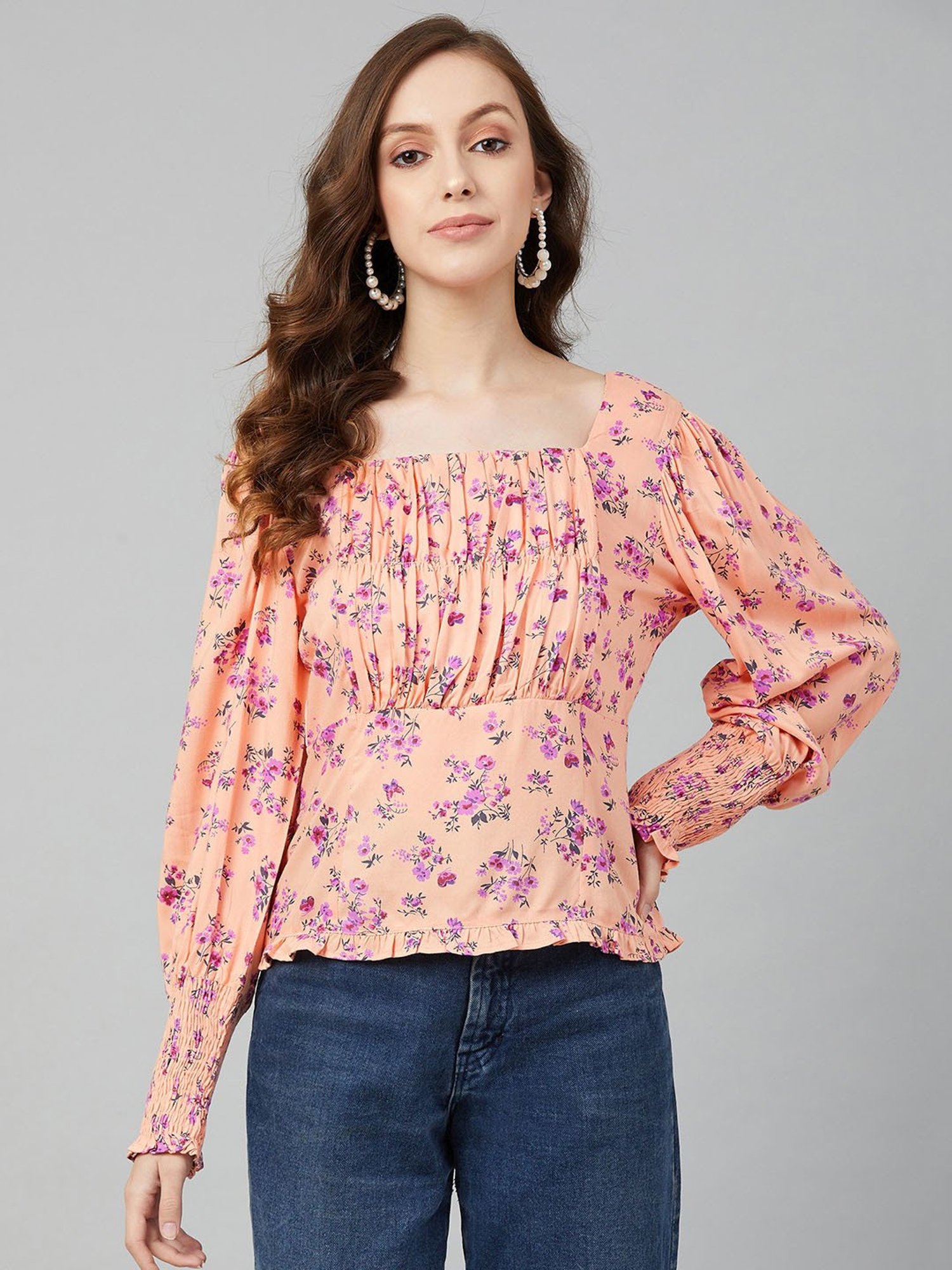 Marie Claire Pink Floral Print Top