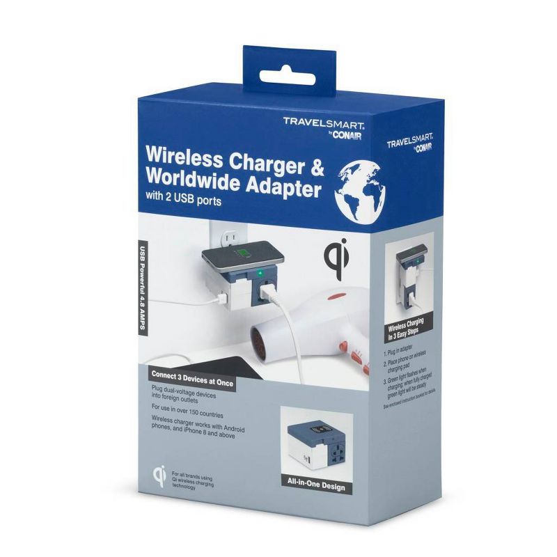 Travel Smart by Conair All-in-One Adapter with Phone Charging Station
