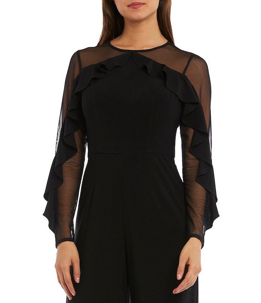 Tahari ASL Sequin Long Sleeve Crepe Jumpsuit