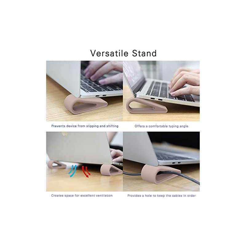 Universal Laptop/Notebook Stands, [4 Pack] Anti-Slip Durable Silicone Elevation Stand Lightweight Stable Kickstand, Ultra Compact & Portable Risers for Laptop, Tablet, Keyboard - Dusty Pink