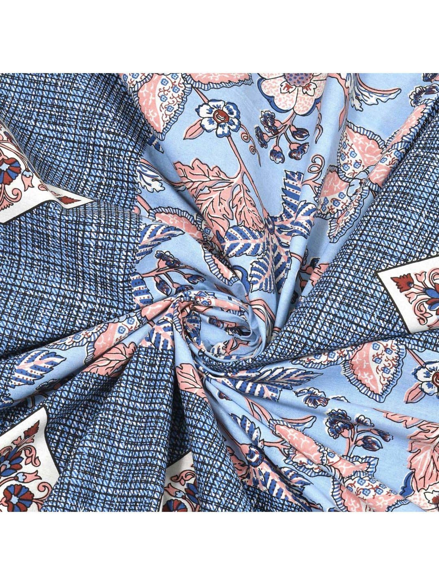 JaipurFabric Vivid Blue Cotton 180 TC Double Bedsheet with 2 Pillow Covers