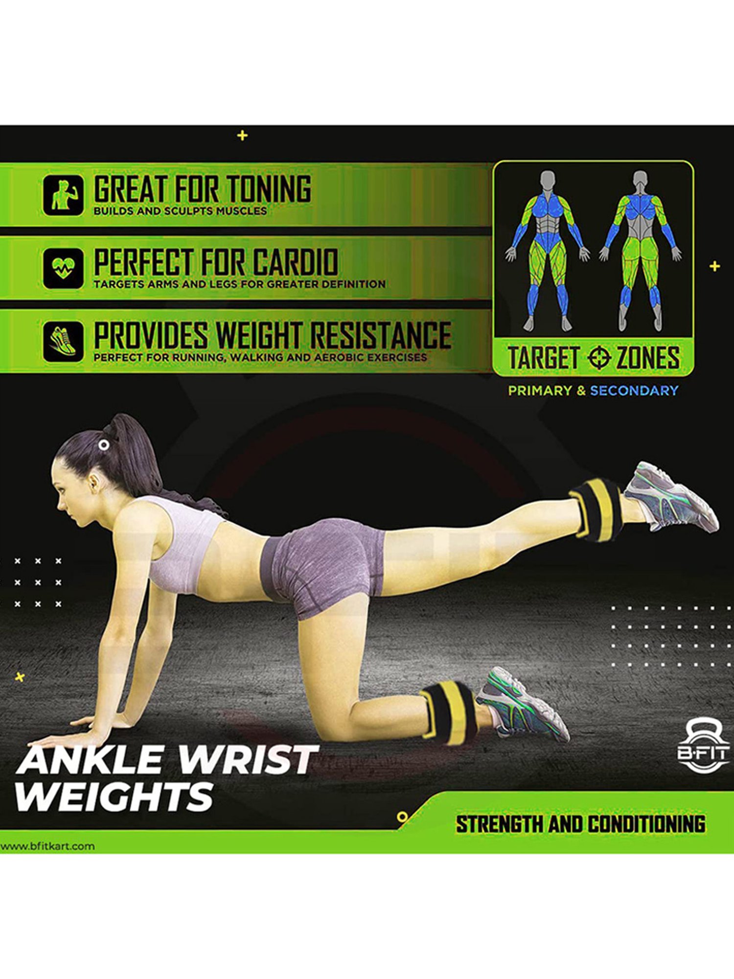 B Fit Fully Adjustable Ankle/Wrist Weight (Black)