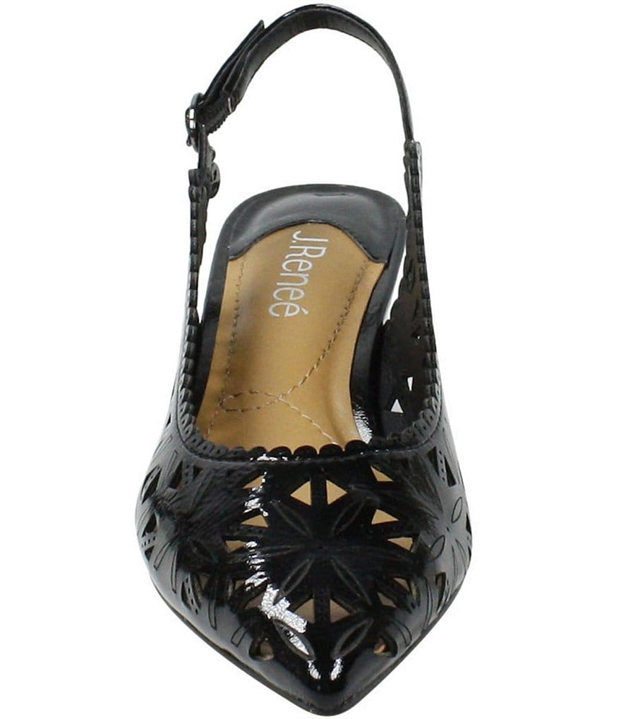 J. Renee Eloden Crinkle Patent Laser Cut Slingback Pumps