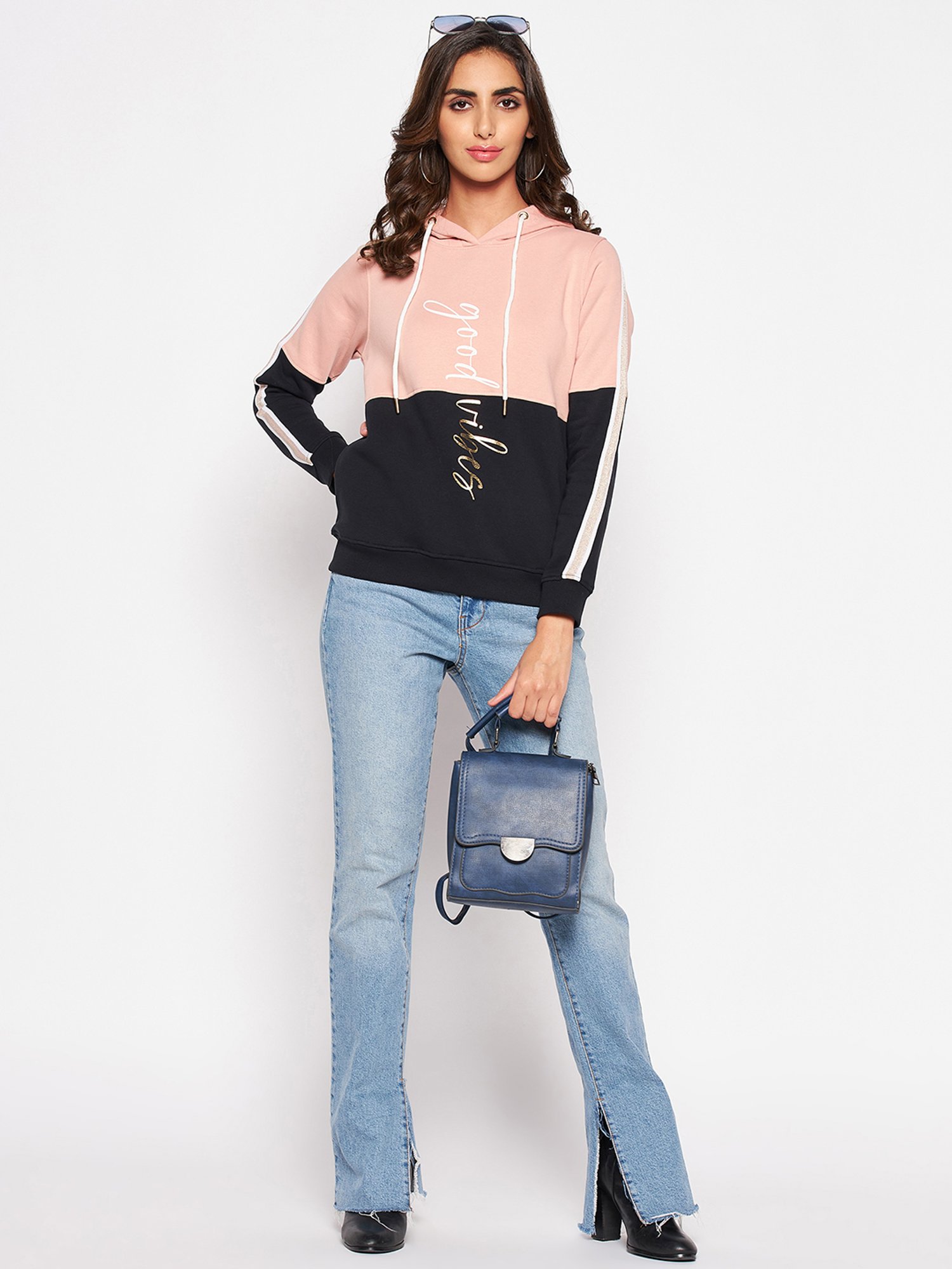 Crozo By Cantabil Peach Printed Hoodie