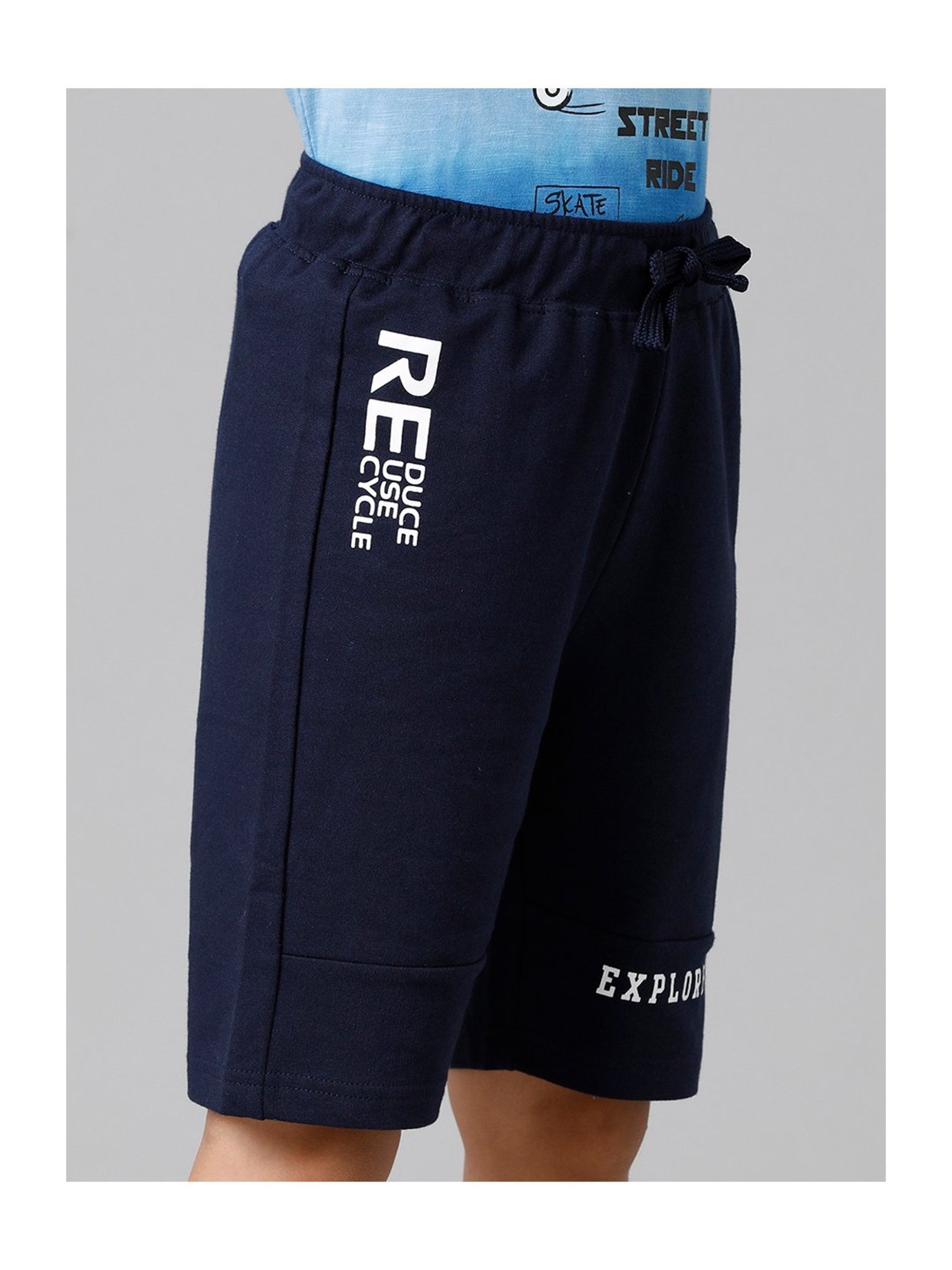 Under Fourteen Only Boys Navy Solid Shorts