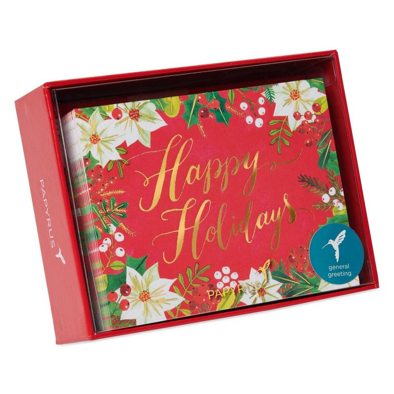 20ct Papyrus Happy Holidays Glitter Boxed Holiday Greeting Cards