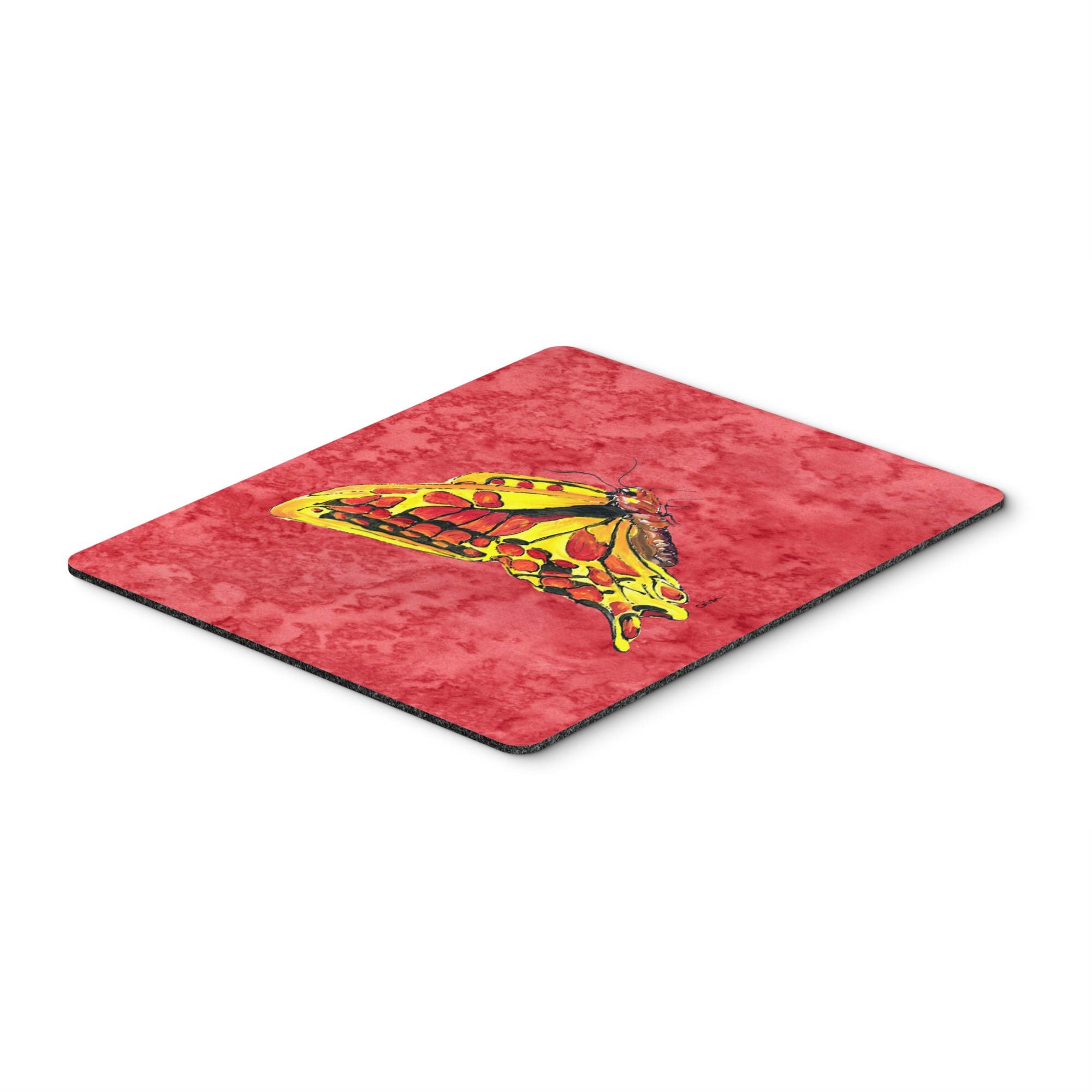 Butterfly on Red Mouse Pad, Hot Pad or Trivet