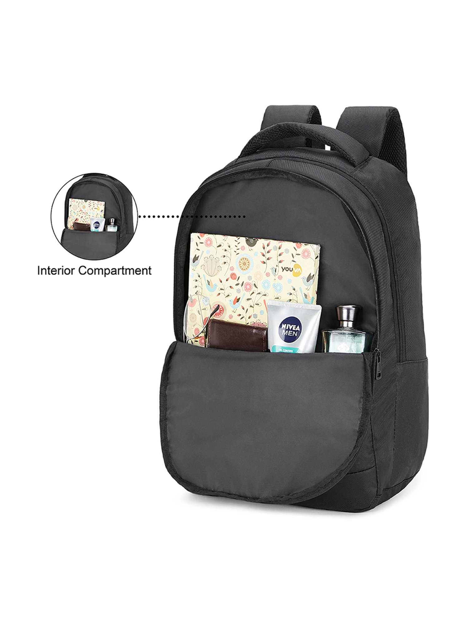The Vertical Run Devin Black Textured Medium Laptop Backpack