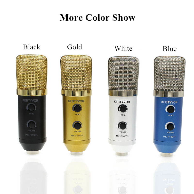 Microphone Adjustable Sound Volume Noise Reduction Condenser KTV Audio Studio Recording Mic MK-F100TL