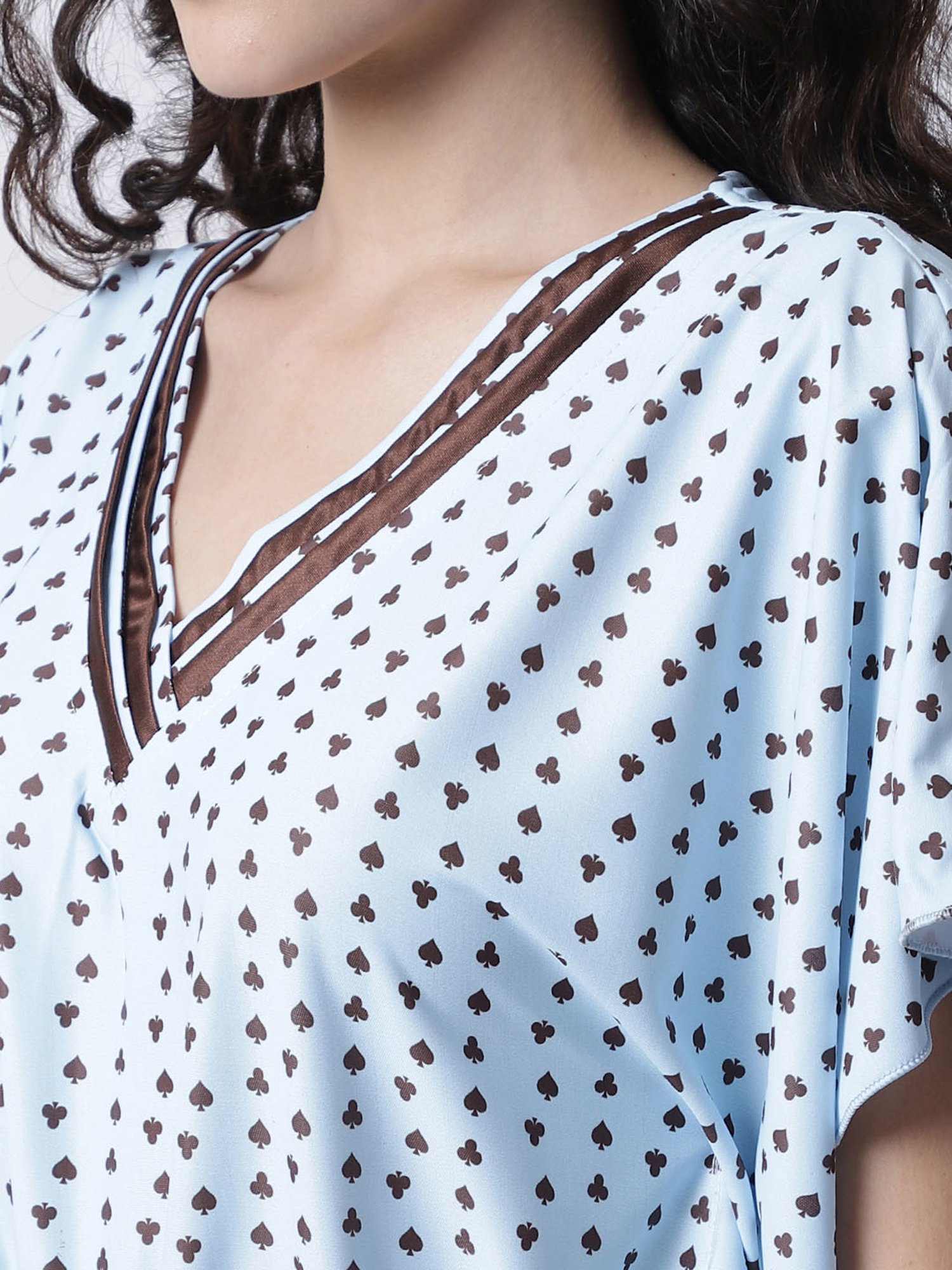 Secret Wish Light Blue Printed Kaftan Nighty