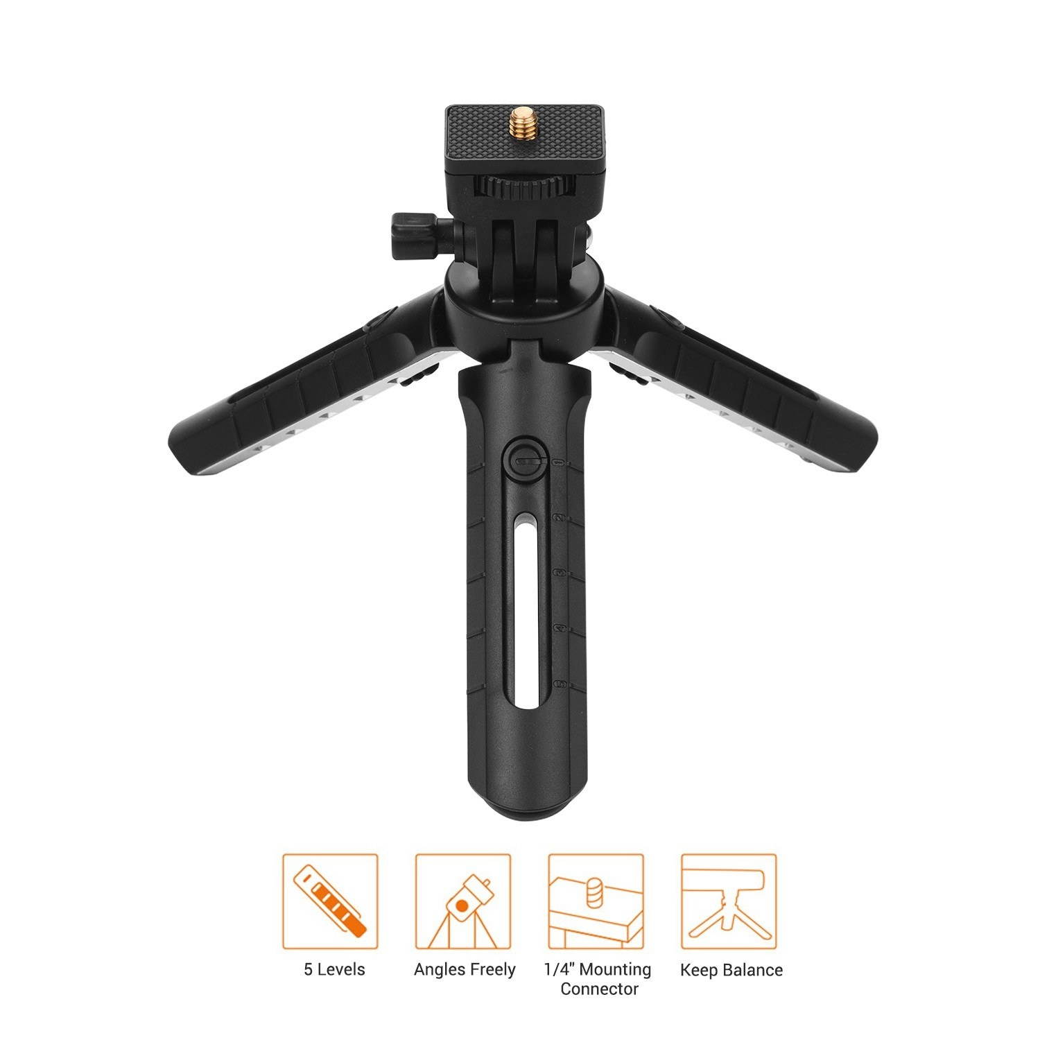 Mini Tabletop Tripod Folding Stand with 1/4inch Mounting Screw 5 Levels Adjustable for DSLR Mirrorless Camera