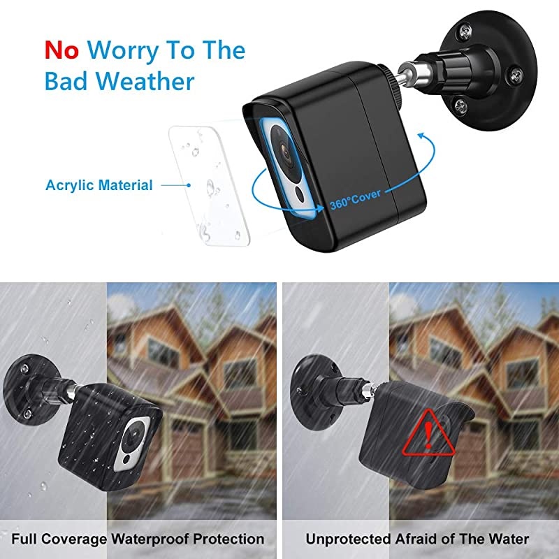 V1 V2 Protective Case with Wall Mount Bracket, 360&deg; Protection Waterproof ABS Acrylic Material Anti-Scratch Cover Adjustable for Indoor and Outdoor Use (Black)