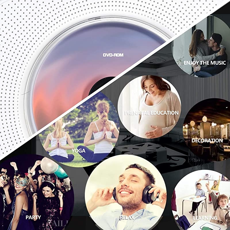 DVD / CD Player with Bluetooth, Wall Mountable CD Music Player with Remote Control HDMI for TV Home CD Boombox with FM Radio Built-in HiFi Speakers (White)