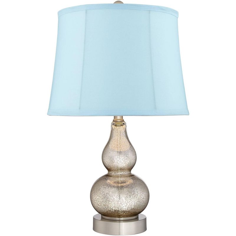 360 Lighting Castine Mercury Blue Softback Glass USB Table Lamps Set of 2