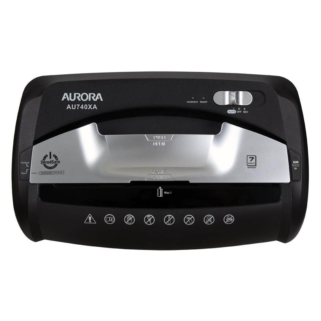 Aurora AU740XA 7-Sheet ShredSafe CrossCut Paper / Credit Card Shredder w/ Basket