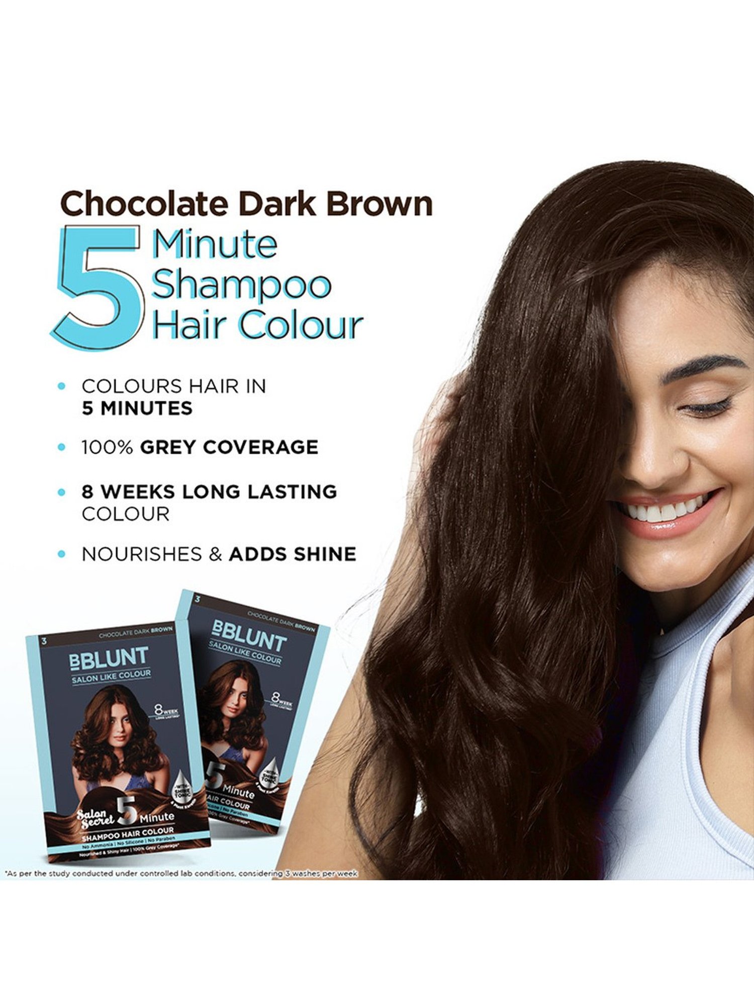 BBlunt Chocolate Dark Brown 5 Minute Shampoo Hair Colour - 20 ml X 5