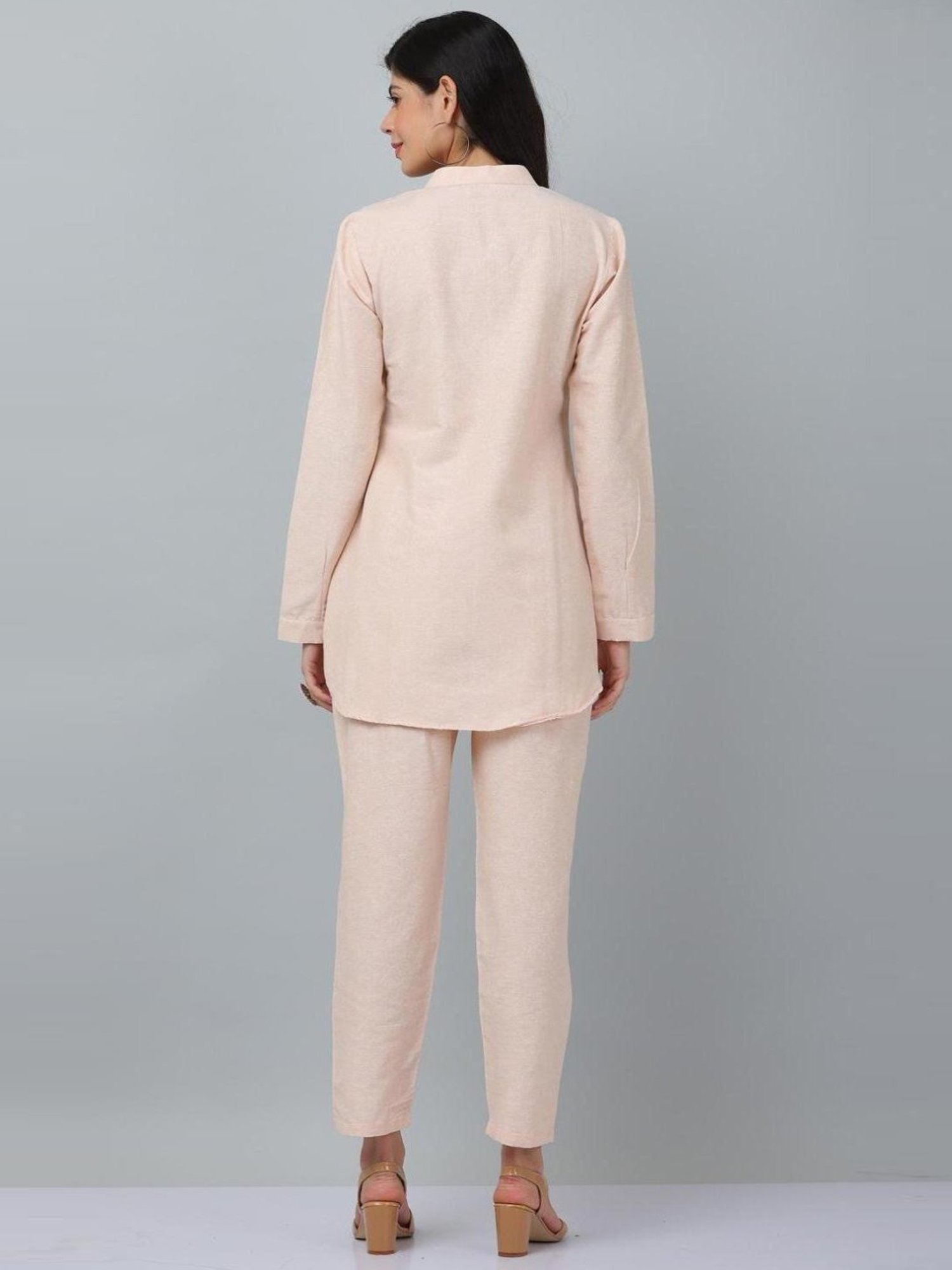 Kaanchie Nanggia Beige Causal Wear Shirt and Pant Set