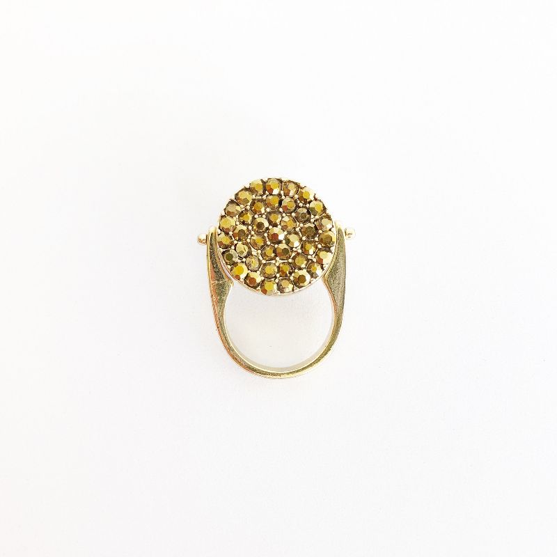 Sanctuary Project Semi Precious White Howlite round Statment Cocktail Ring Gold