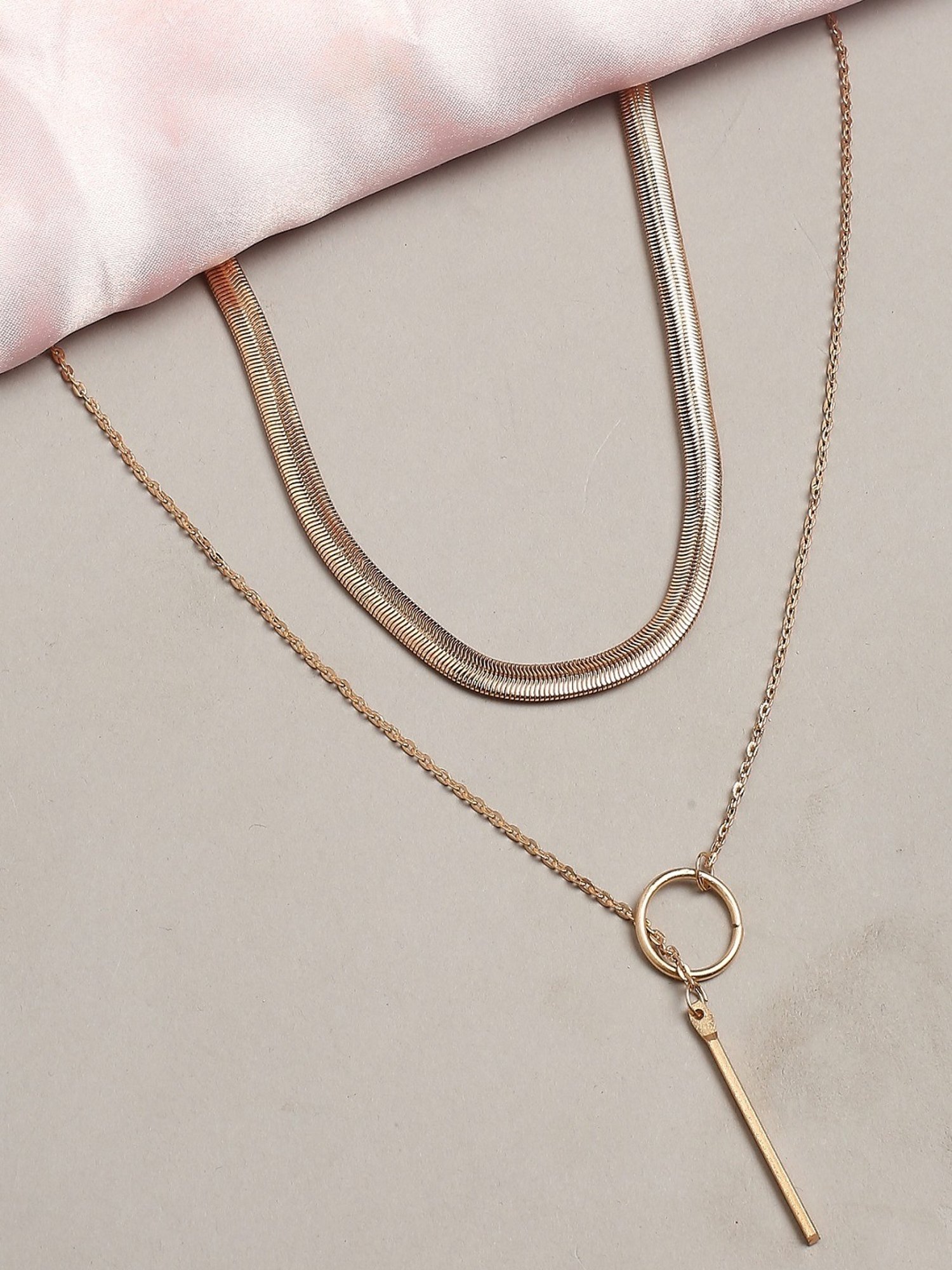 Oomph Gold Snake Chain & Lariat Necklace - Set of 2