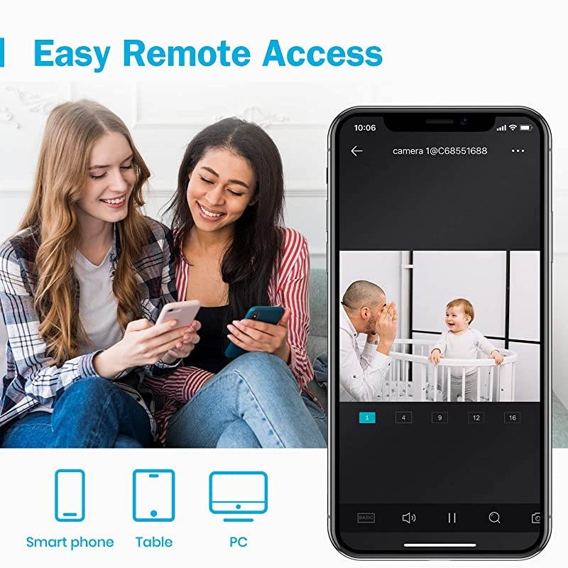 5MP Lite Security Camera System Outdoor 8 Channel H.265+ DVR and 8X1920TVL IP66 Weatherproof Home CCTV Cameras, Smart Playback, Instant Email Alert with Images, 1TB Hard Drive - E200
