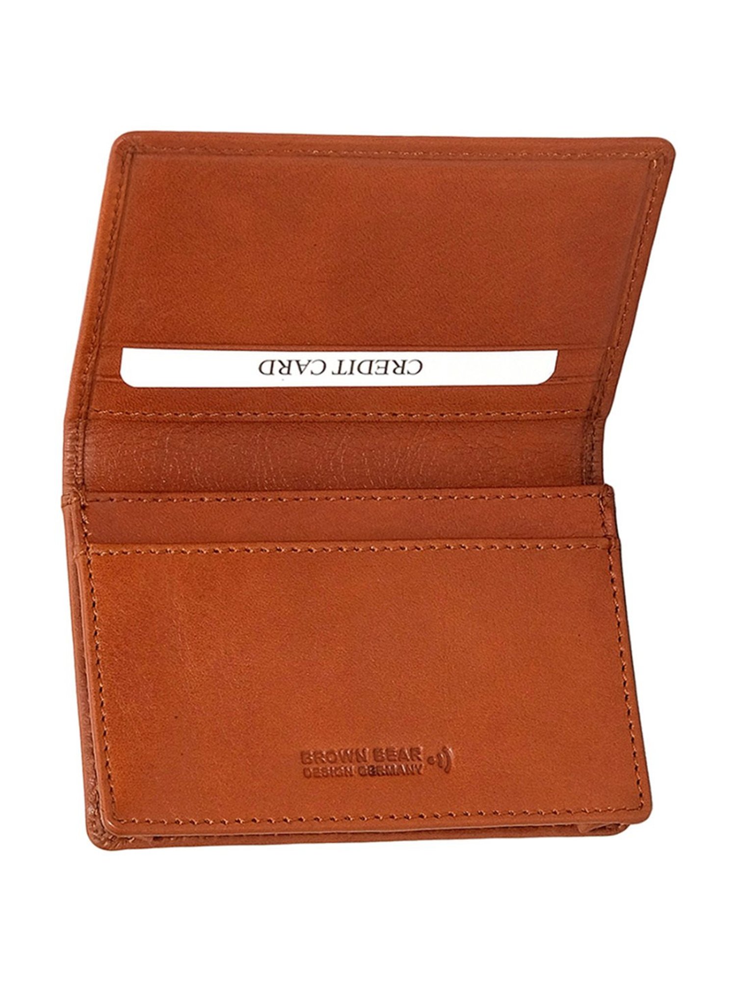BROWN BEAR Premium RFID Tan Leather Card Holder Wallet for Men