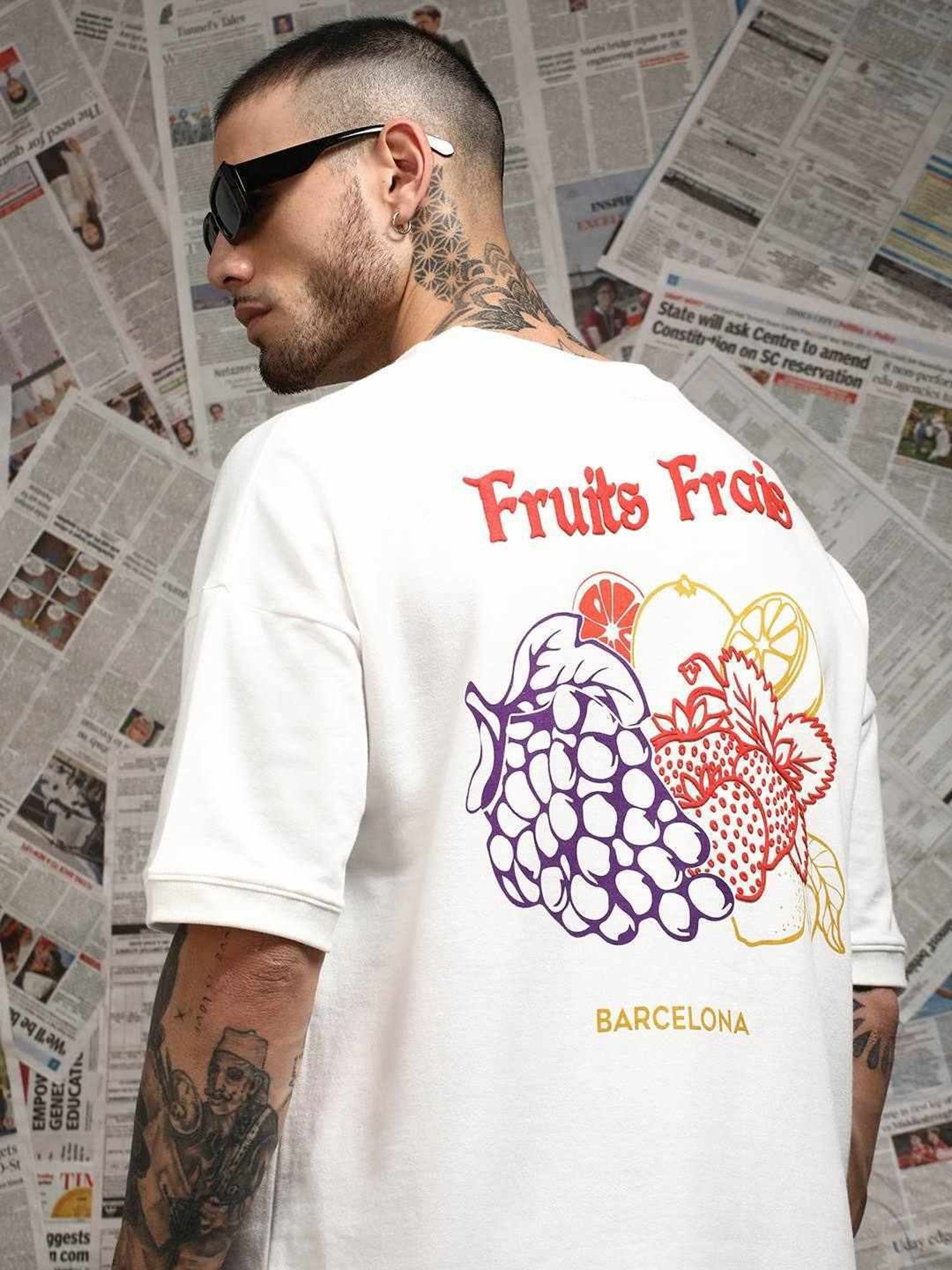 Difference Of Opinion Off White Loose Fit Printed Unisex T-Shirt