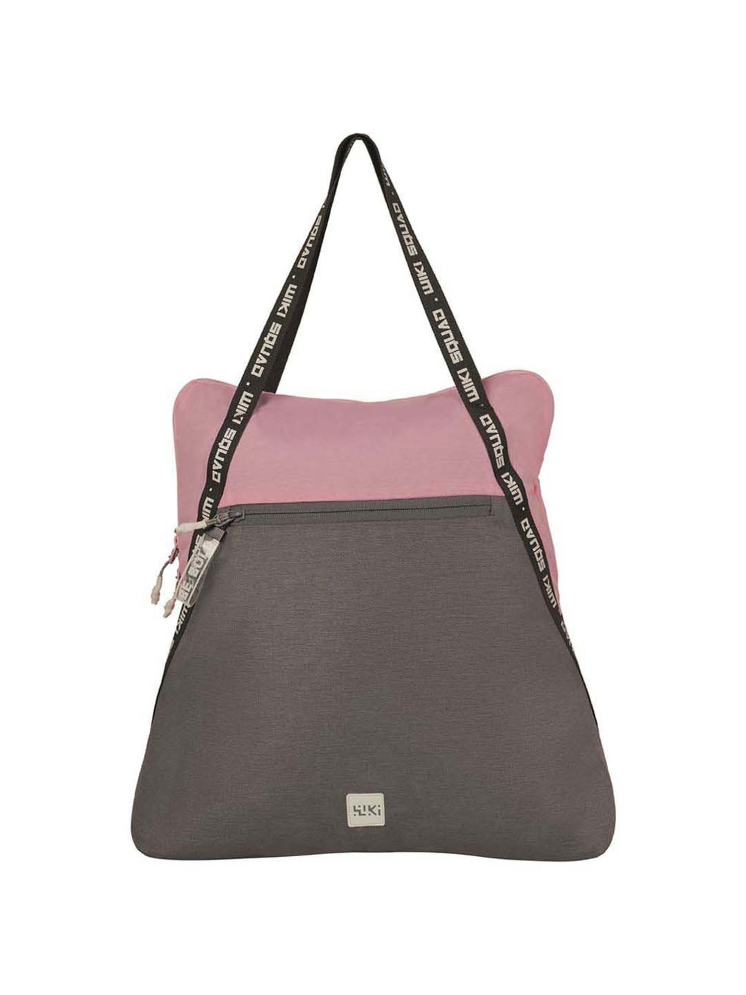 Wiki Bestie Grey & Purple Color Block Medium Tote Handbag