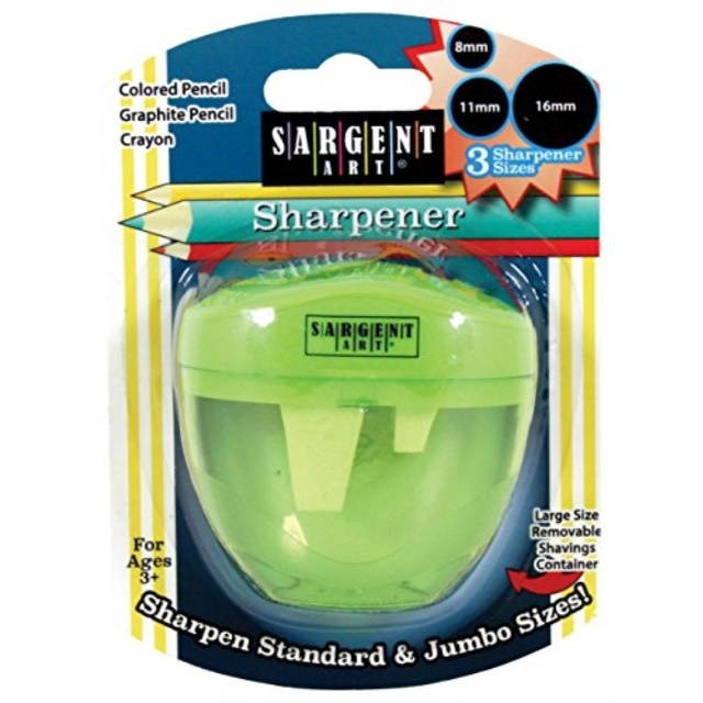 Sargent Art 3 Hole Pencil Sharpener, Jumbo, Green