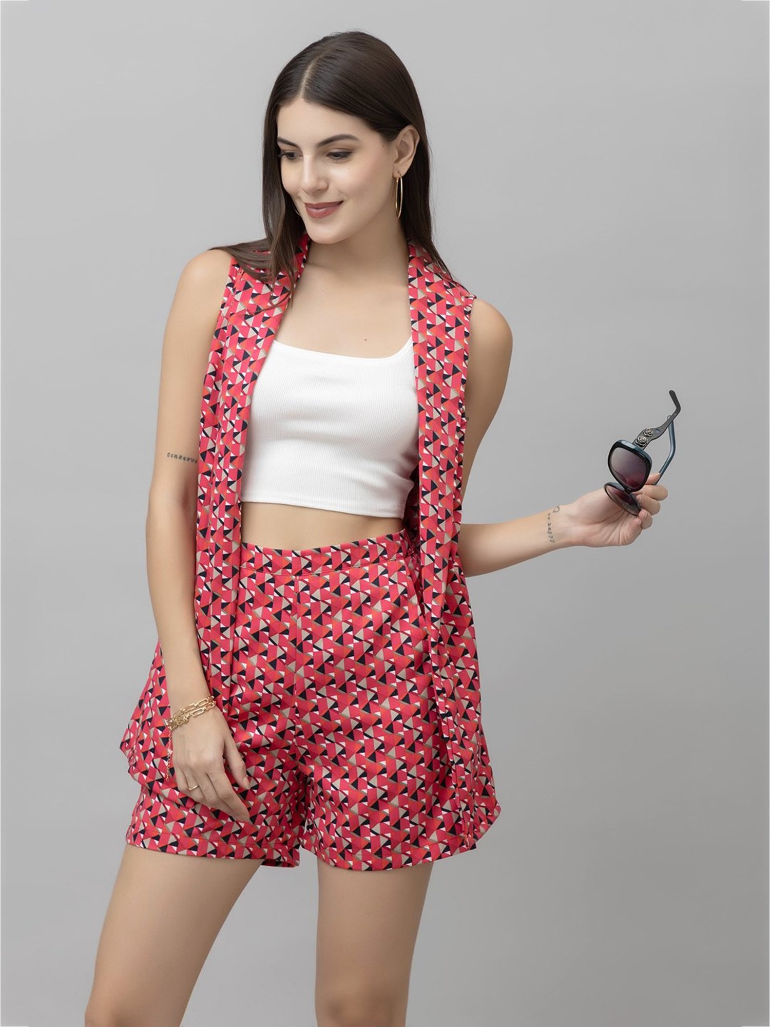 PURYS Pink & Black Printed Co-Ord Set