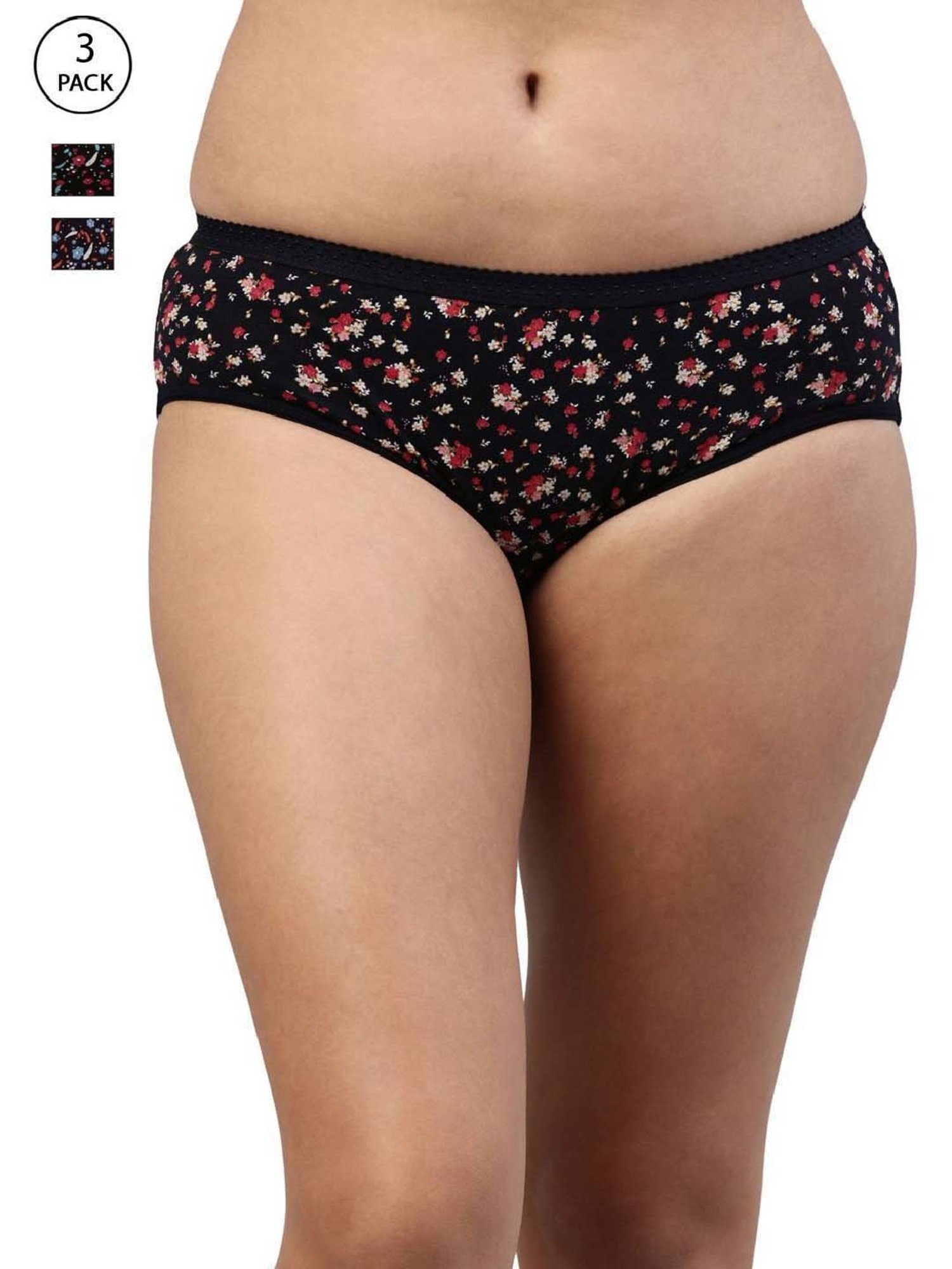 FEELINGS Assorted Color Cotton Printed Hipster Panties - Pack of 3