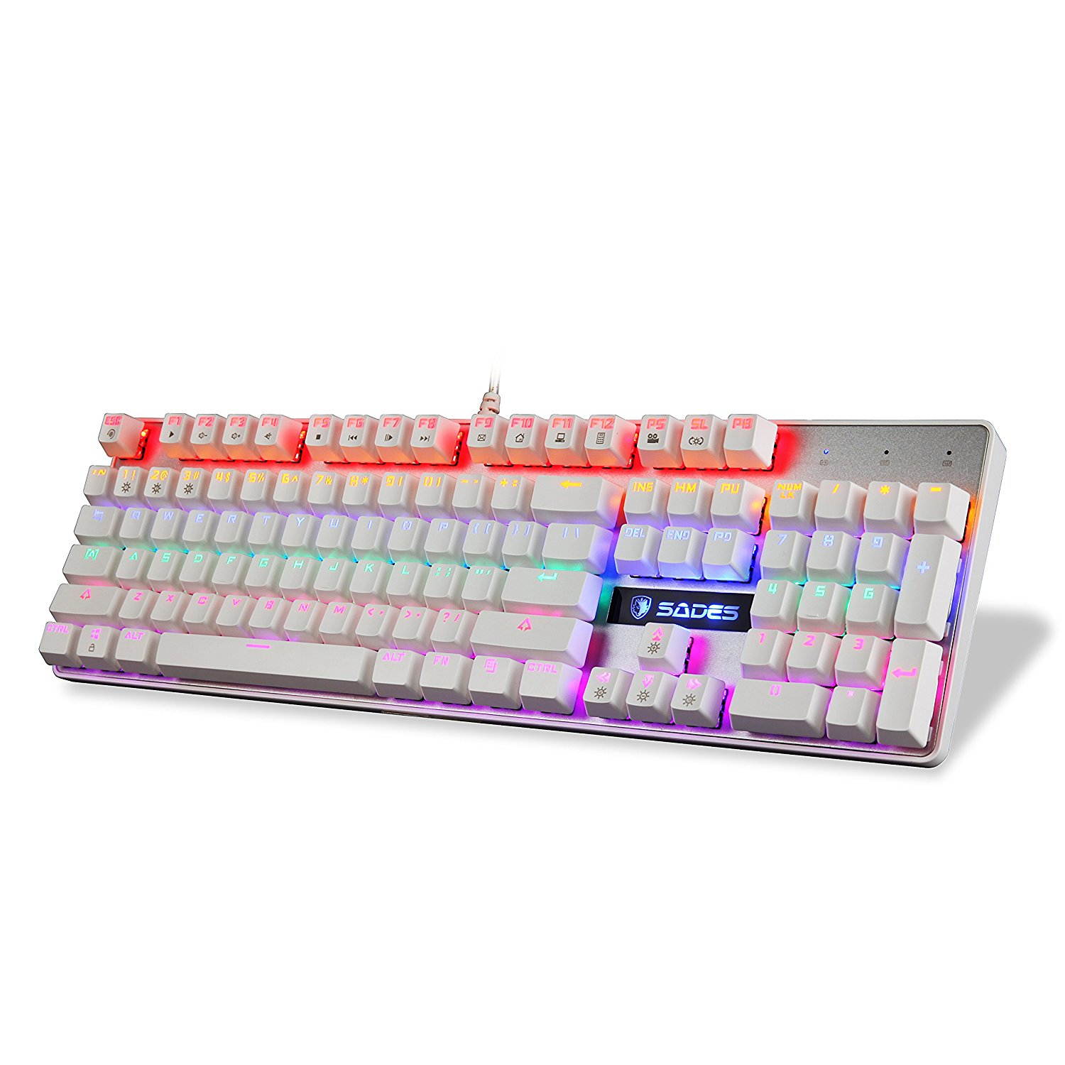 SADES K10 Multi-color LED Backlit Wired USB Mechanical Gaming Keyboard with Blue Switches