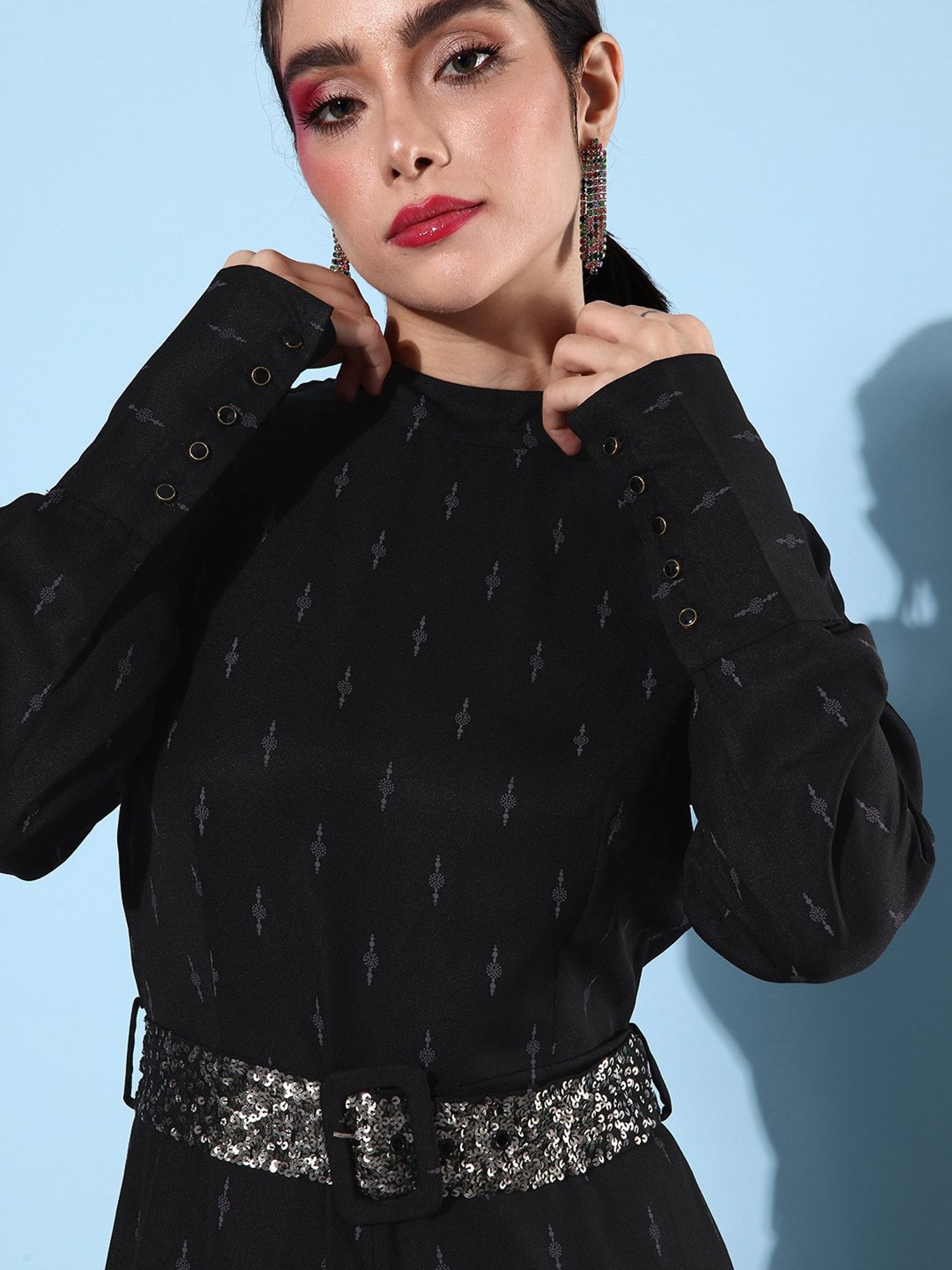 QUIERO Black Printed Jumpsuit